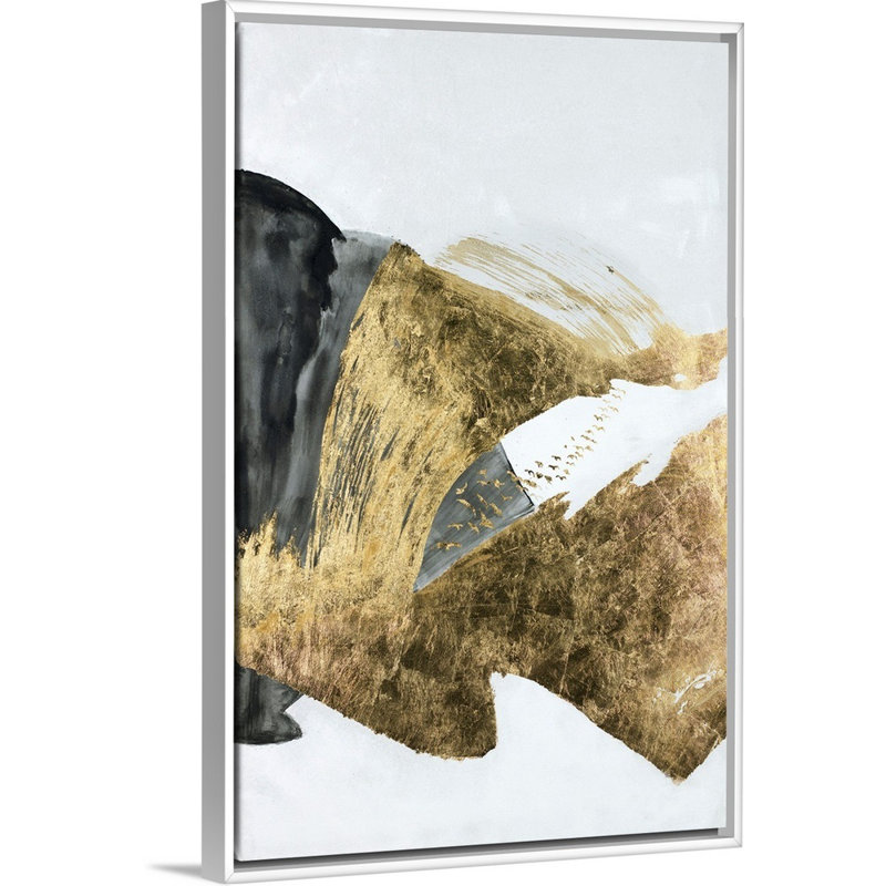 «Maximum Gold» par Joseph Michaels, reproduction d'art graphique sur toile, Cadre flottant blanc