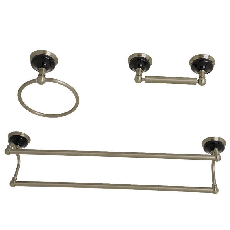 Kingston Brass Water Onyx 3-Piece Bathroom Hardware Set, Brushed Nickel