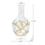 Vase incurvé en verre avec cou allongé et motifs floraux dorés - transparent / doré-2090138651
