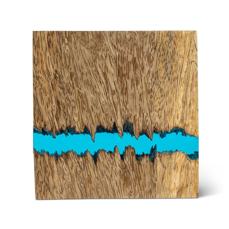 Wood Square 4 Piece Coaster Set