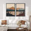 «Mid-Century Modern Brown Mountain Lake Landscape Decor», art mural, impression sur toile, 2 pièces-99016290-99016289