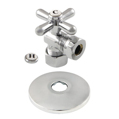 Kingston Brass 5/8-Inch OD Comp x 1/2 or 7/16-Inch Slip Joint Quarter-Turn Angle Stop Valve with Flange