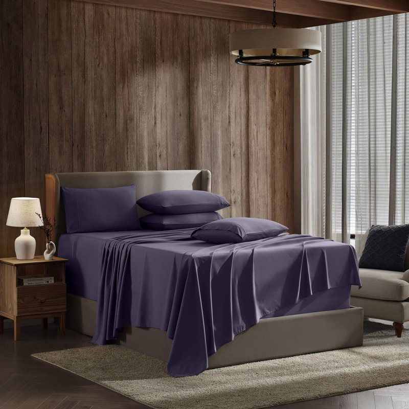 Hotel Luxury Ultra Soft Premium Microfiber Sheet Set, Eggplant, Split King