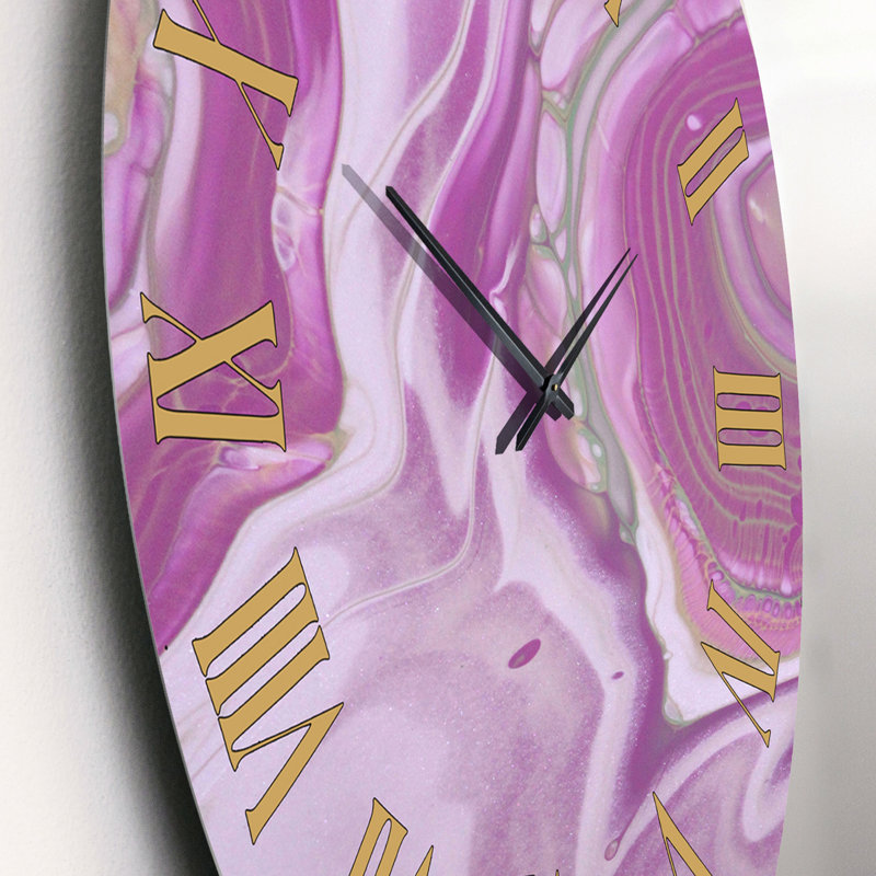 Pink Marble Waves I - Modern Wall Clock, Small