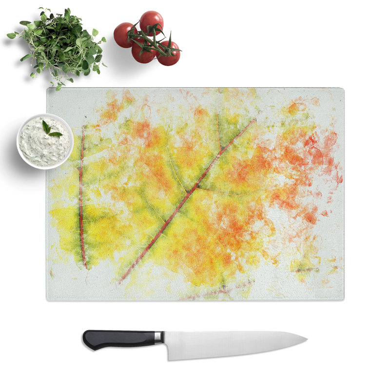 Tempered Glass the Leaf of a Sycamore Tree Chopping Board, 28.5 cm x 39 cm