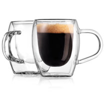 JoyJolt 'Nature Friends' Grogu Coffee Mug Set of 2 Double Wall Mug. 5.4oz  Large Espresso
