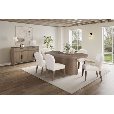 Marielle Wood Furniture Dining Collection – 6-Person Dining Set, Oak Veneer, Cocoa Finish
