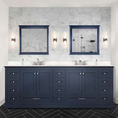 84 In. W X 22 In. D 4 Door Double Bath Vanity With Cultured Marble Top