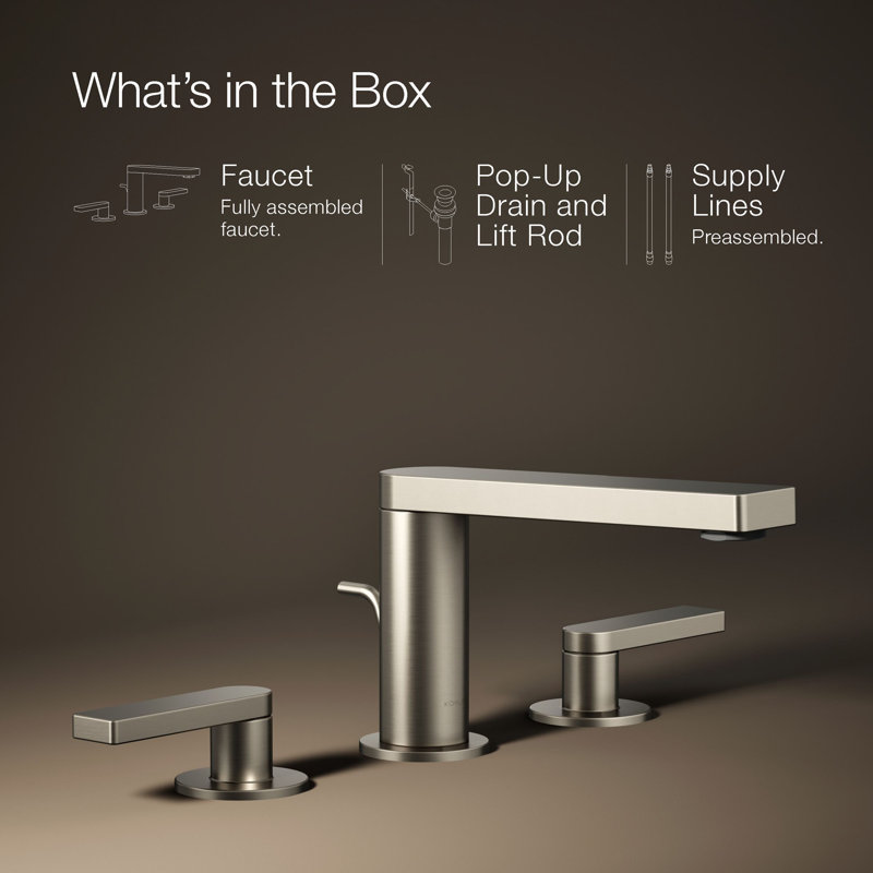 Composed Widespread Bathroom Faucet with Drain Assembly, Brushed Nickel