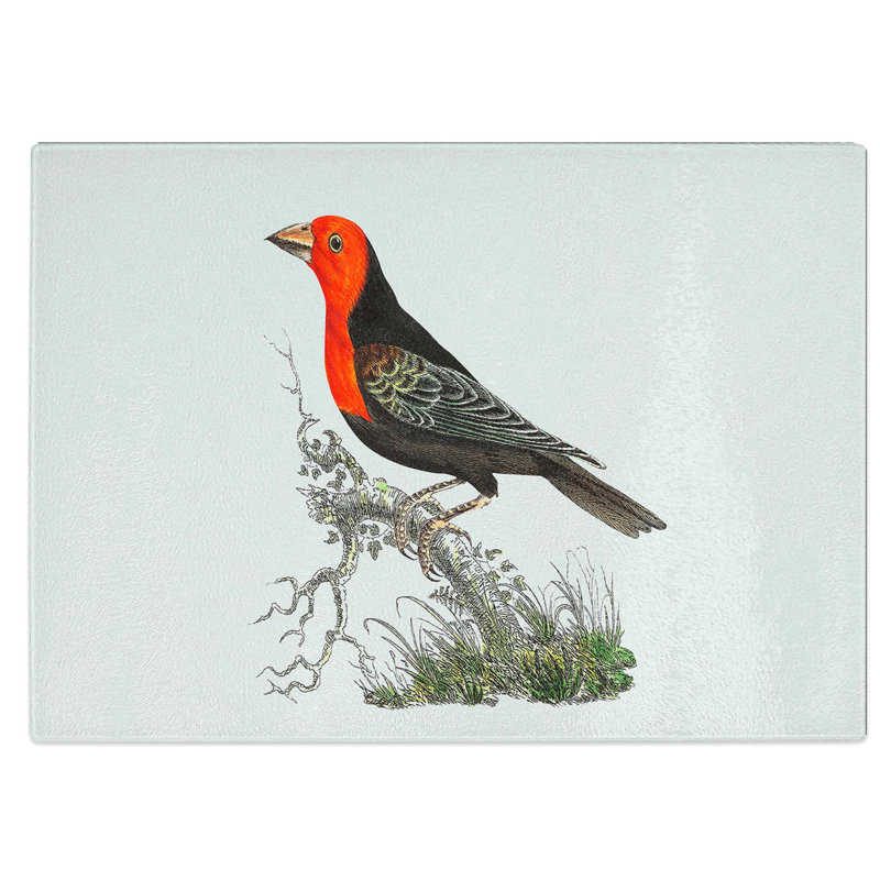 Tempered Glass Abyssinian Plant-Cutter Bird Chopping Board, 39 cm W x 28.5 cm L