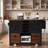 Rolling Kitchen Island With Drop Leaf, Power Outlet, 2 Cabinets, 2 Drawers, 4 Large Wheels, Spice Rack And Removable Hollow Wine Rack-1078964393