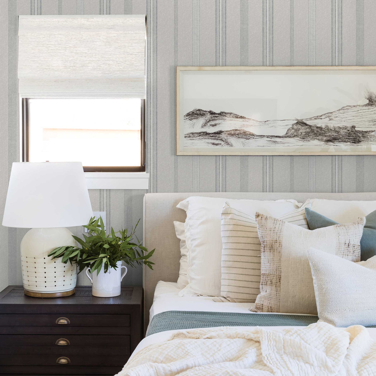 Anatolia Stripe Self-Adhesive Wallpaper Roll, Gray
