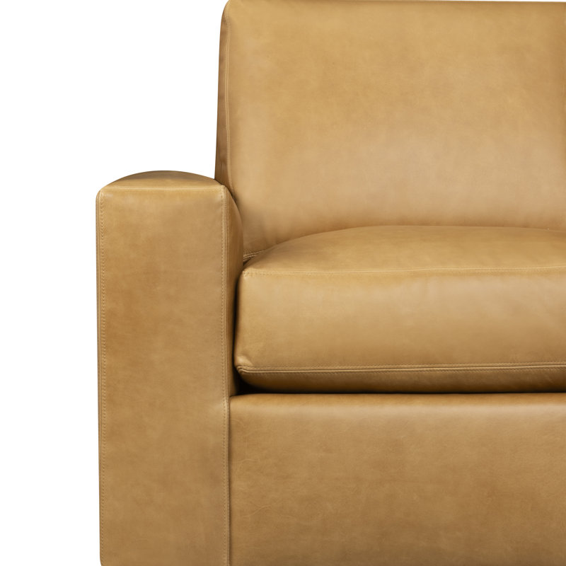 Fauteuil pivotant en cuir véritable Jonie, Cuir véritable brun moyen Bistro