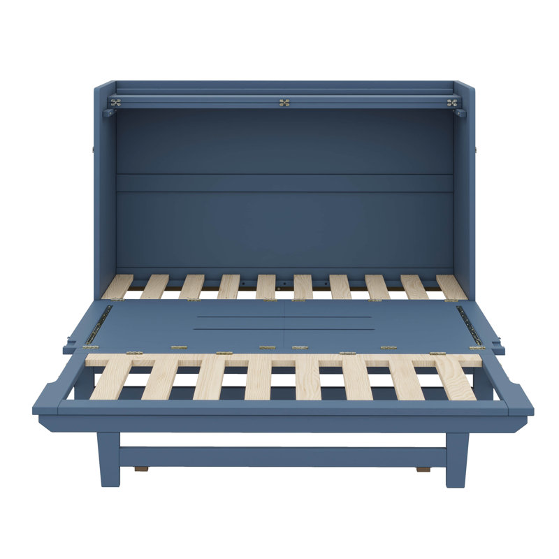 Élégant grand lit escamotable avec attrait intemporel et pieds robustes en fer, Bleu