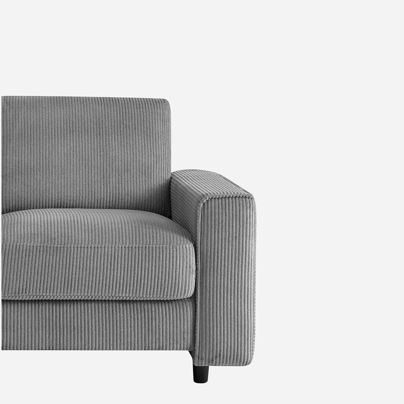 Canapé moderne en velours côtelé 2 places, H 33 po x l 66 po x P 32 po, Gris