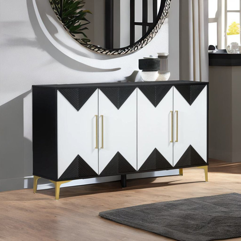 Buffet décoratif Breege, Noir / blanc
