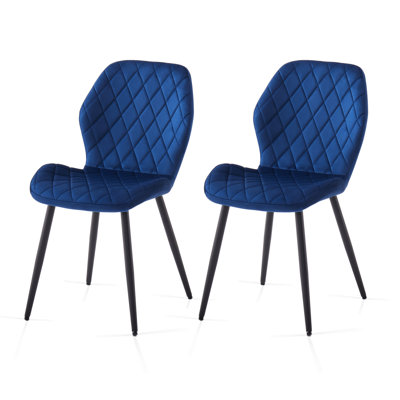 Stansky Mid-Century Modern Velvet Dining Chair with Crossed Metal Legs, Set of 2