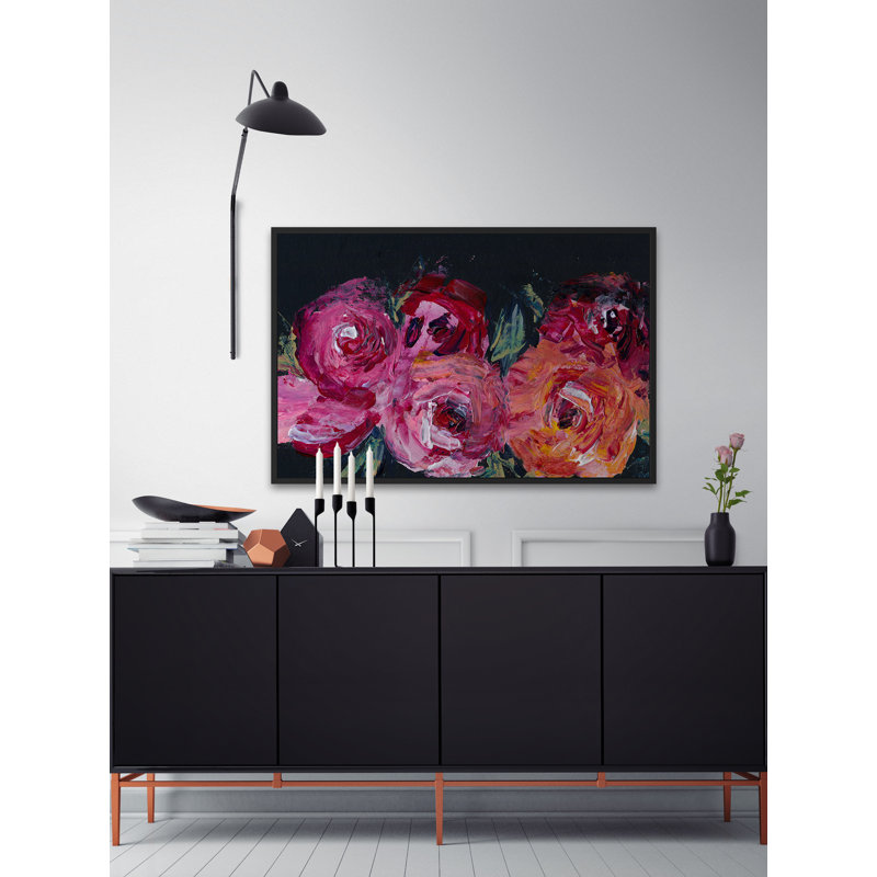 « fleuriing rose », reproduction de peinture à l’acrylique sur toile, H 12 po x l 18 po x P 1,5 po