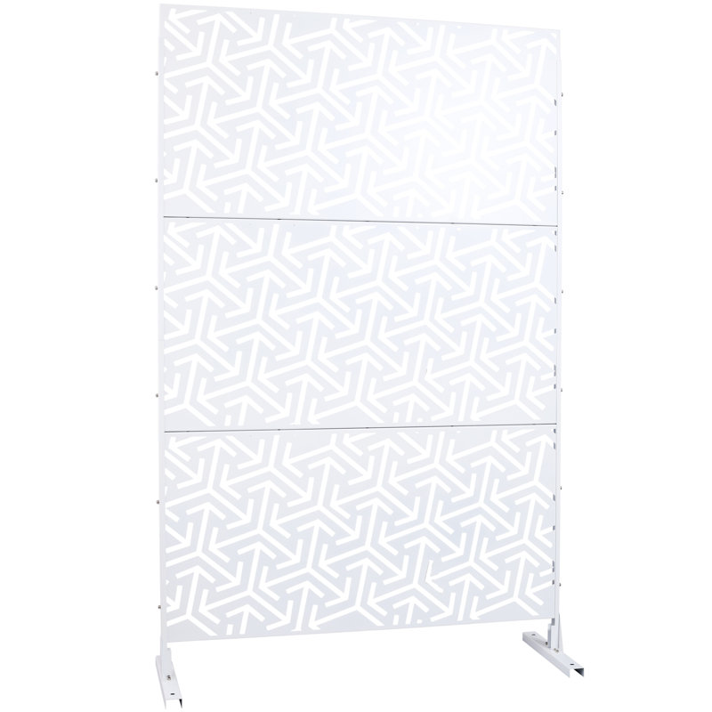 Paravent en métal 48 po 76 po - Polyvalent pour terrasse, terrasse, jardin autoportant 76 po 48 po, White