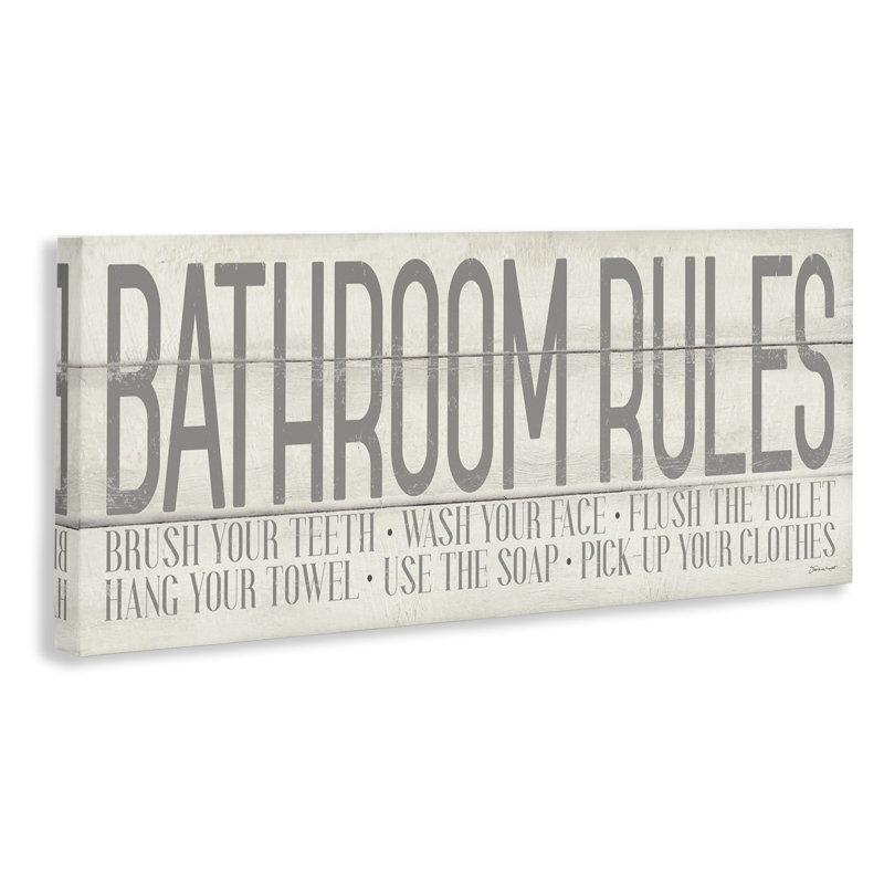 «Bathroom Rules» par Stephanie Workman Marrott - reproduction d'art textuel, H 17 po x l 40 po