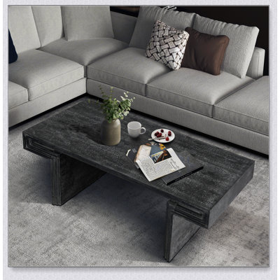 American Vintage Industrial Coffee Table, Premium Reclaimed Wood Texture, Rectangular Design With Double-Tier Rustic Finish For Easy Assembly In Living Room & Office
