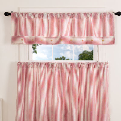 Farmhouse Ticking Red Valance