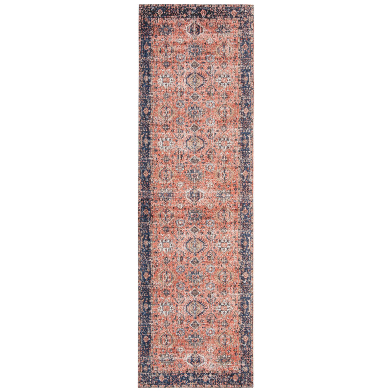Tapis oriental rouille / bleu marine Chenault, Tapis de couloir 2 pi 3 po x 6 pi
