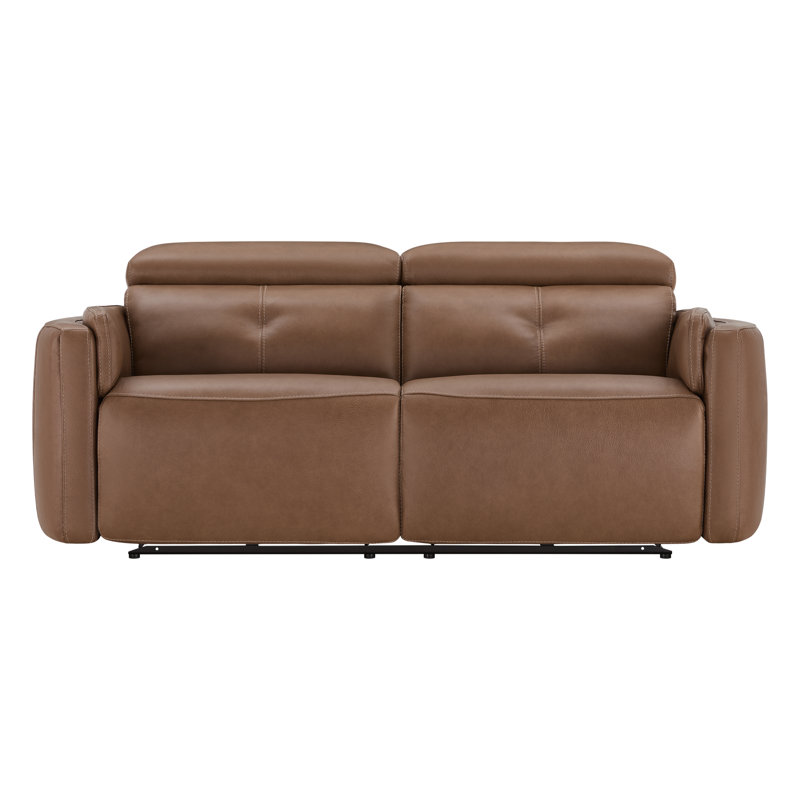  80.7'' Genuine Leather Zero Gravity Power Reclining Sofa, York Chesnut