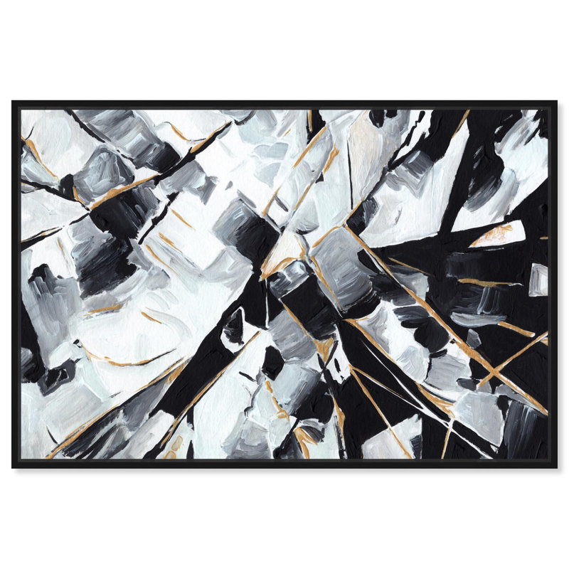 Art sur toile, "Ethereal Lines", H 25 po x l 37 po, Noir, noir, noir, noir, Reproduction encadrée sans passe-partout