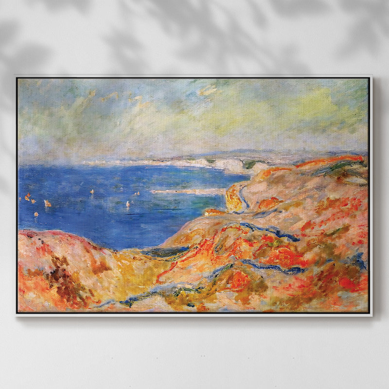 On The Cliff Near Dieppe, 1897, reproduction d'art sur toile, H 25 po x l 37 po x P 2 po, Blanc