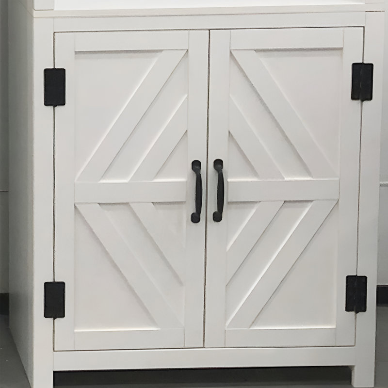 Ilus 71" H x 27" W Modern Storage Bookcase White Bookshelf Display with Cabinet & 5 Shelves for Home Decor, White