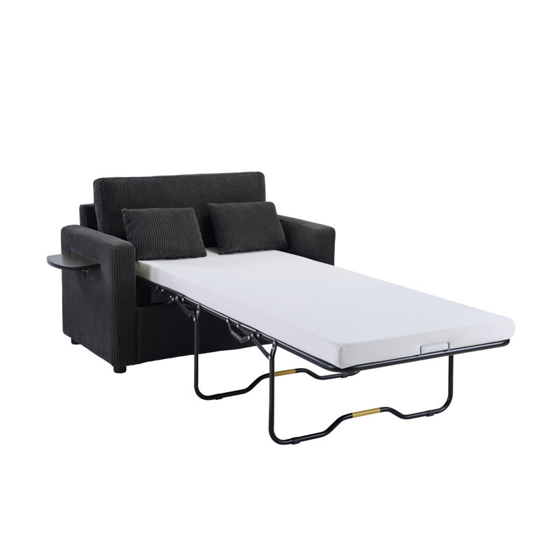 Chaise d'appoint rembourrée, Velours côtelé noir