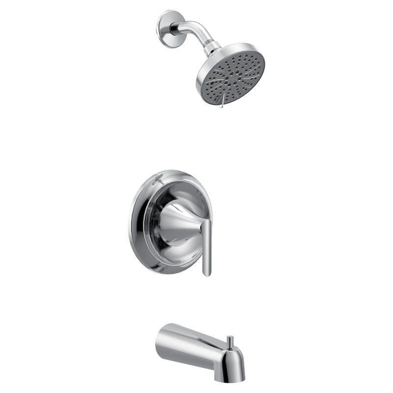 Robinet de baignoire et de douche à poignée simple à 6 jets Findlay 1,75 GPM en chrome (valve incluse), Chrome chrome