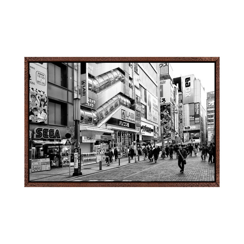 Akihabara 1 Piece Floater Frame Wall Art on Canvas, Classic Wood Framed