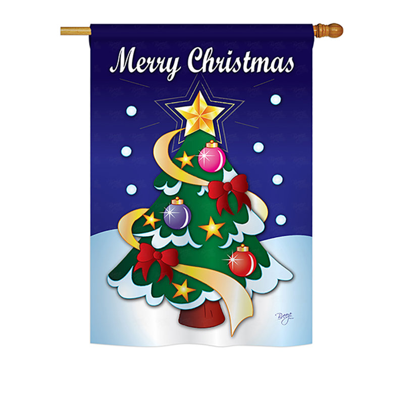 Drapeau de maison en polyester Arushad Merry Christmas, H 18,5 po x l 13 po