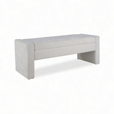 50" Modern Upholstered Storage Bench with Tufted Seat, Fabric Ottoman Bench for Bedroom, Entryway, or Living Room, Soft Close Hinge