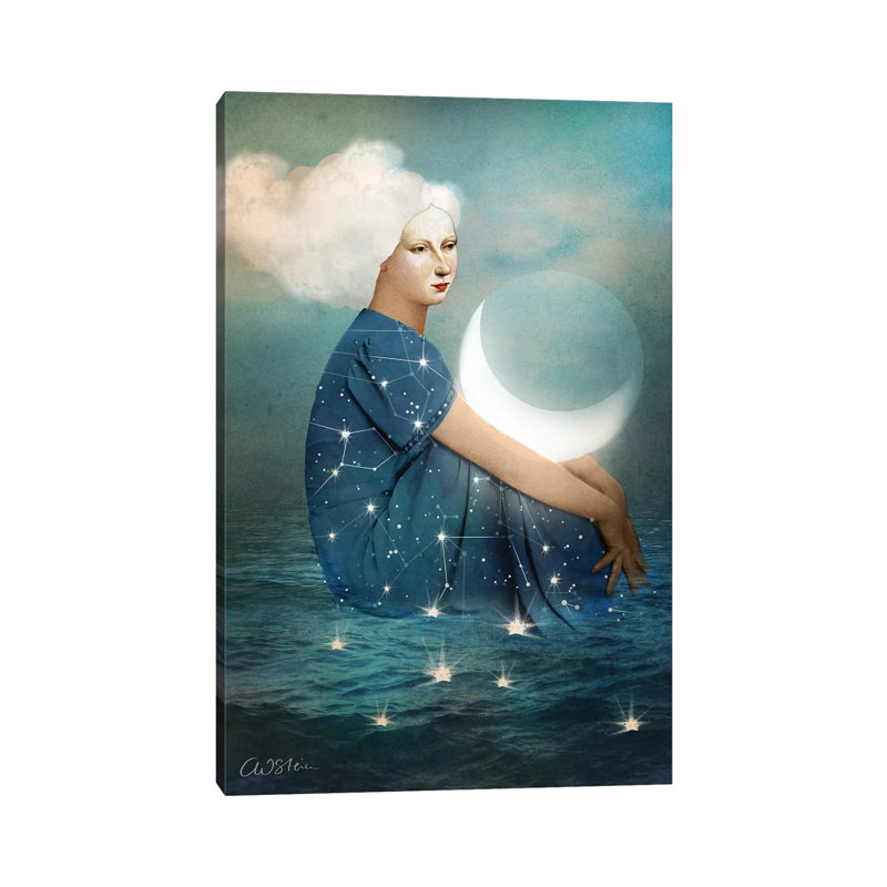La lune par Catrin Welz-Stein - reproduction, H 26 po x l 18 po x 1,5 po, Toile tendue, Pas de tapis