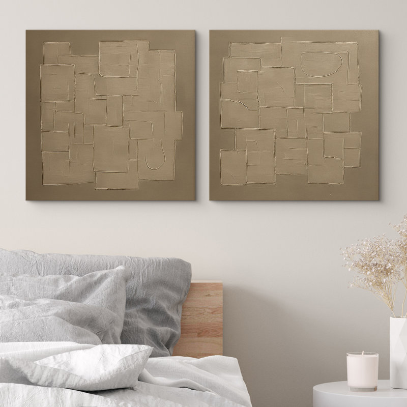 Toile, ensemble de 2 reproductions d'art mural minimalistes abstraites pour salon, H 16 po x l 32 po, Ne s’applique pas