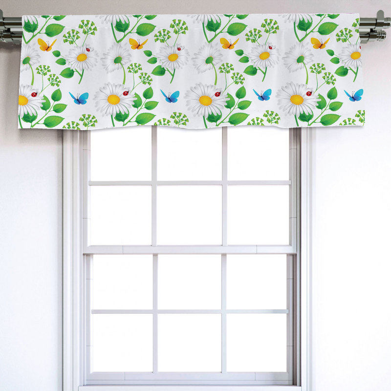 Sateen Floral Ruffled Window Valance