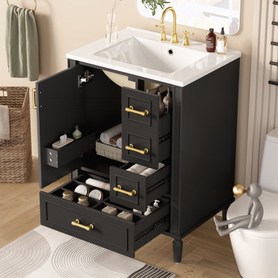 24" Modern Bathroom Vanity with Ceramic Sink