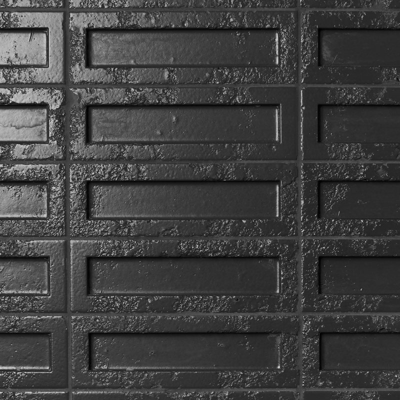 Arlo 3X11 3D Textured Matte Ceramic Wall Tile, Antique Black