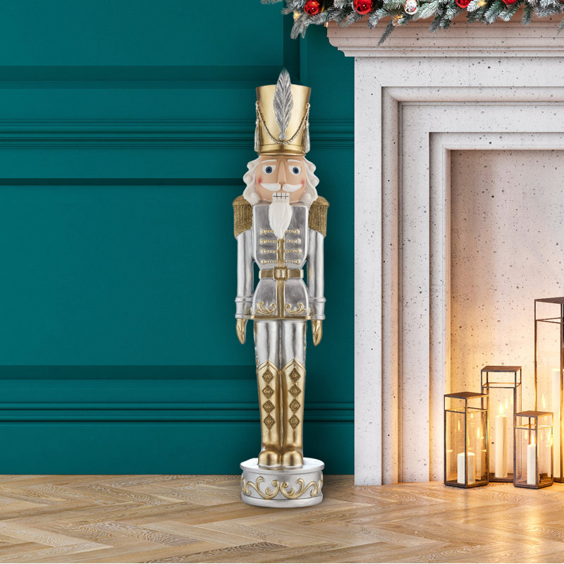 Casse-noisettes de Noël, 37.5" H x 9" W x 7.5" D, Argenté/doré