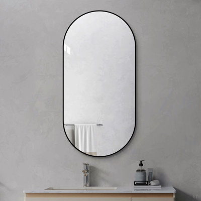 Miroir mural de salle de bain 48 po x 24 po, miroir mural encadré pour la salle de bain, suspendu vertical ou horizontal, miroir HD moderne pour la chambre à coucher, vestibule
