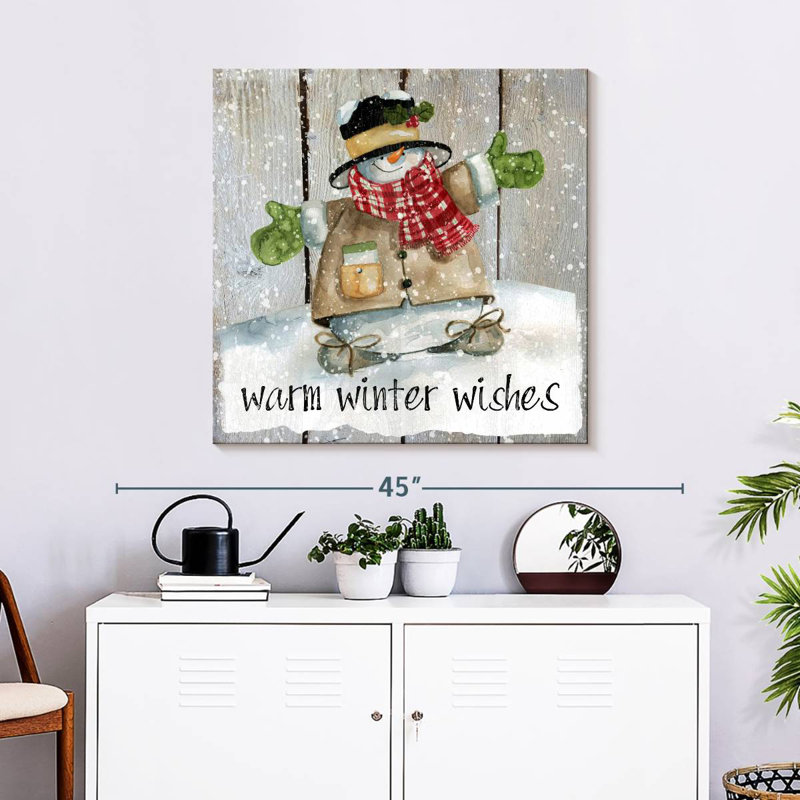 Bonhomme de neige, vœux d'hiver, H 30 po x l 30 po