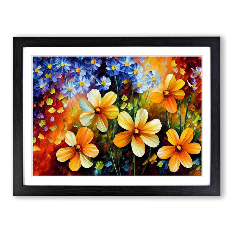 XH1022-6712X Painted Wildflowers Vol.6 - Single Picture Frame Painting, Black Framed, 46cm H x 64cm W x 2cm D