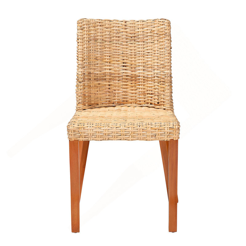 Chaise de salle à manger en bois d'acajou et de rotin miel clair Kubu