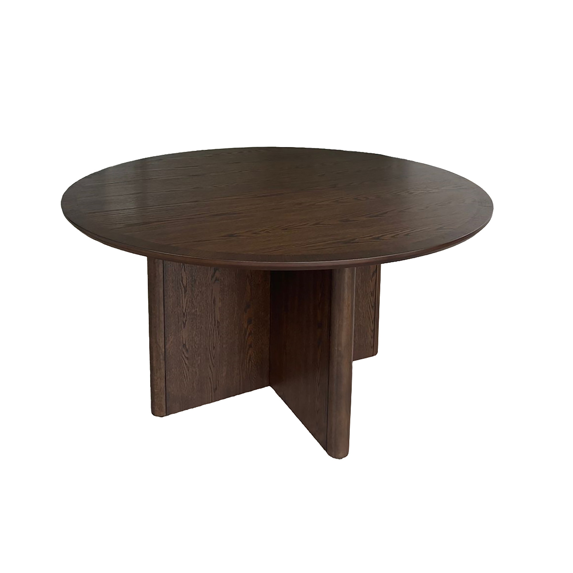 TOPMAX Mid-Century Modern Solid Wood Round Dining Table for Small Spaces, Walnut Finish