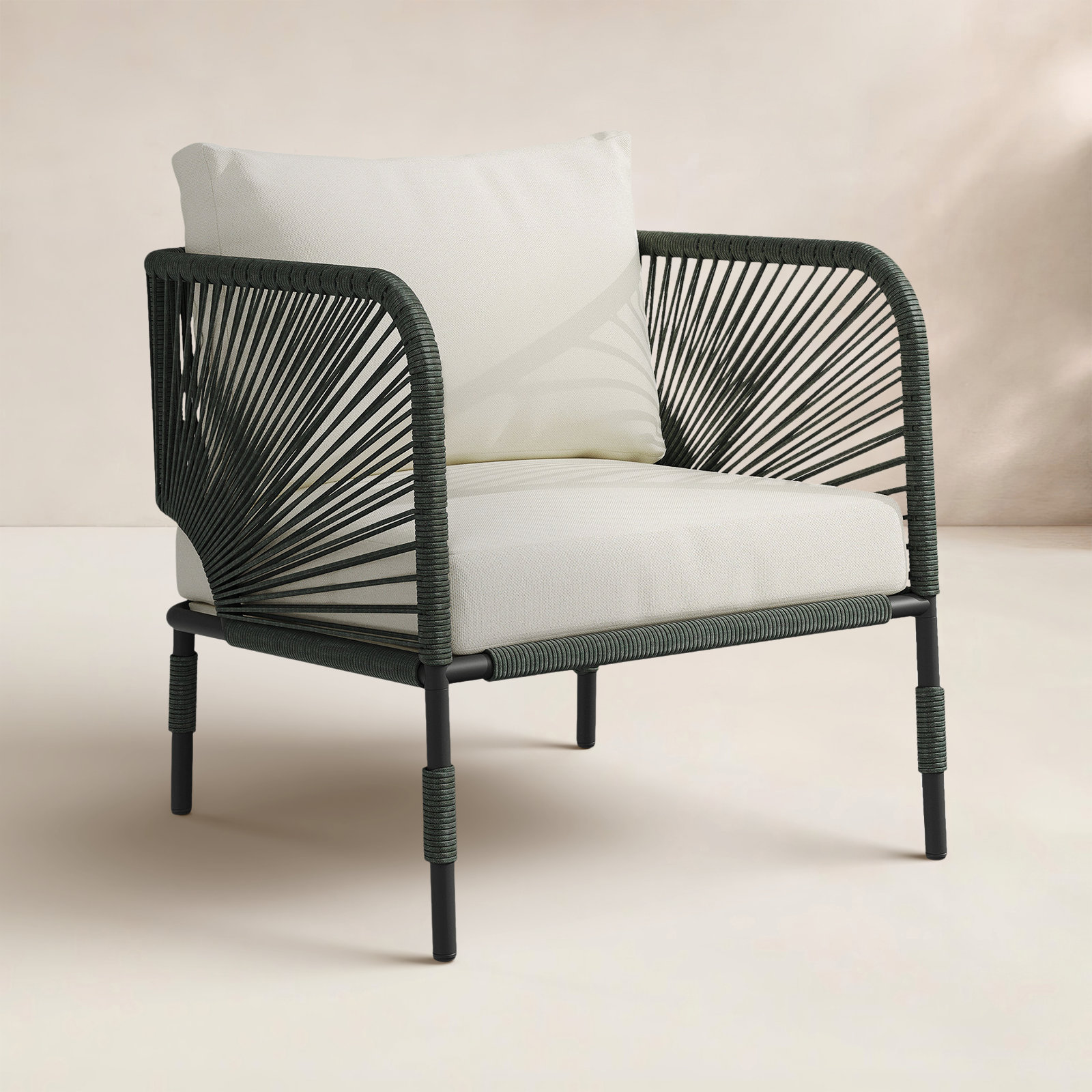 Acklin Patio Lounge Chair, Green, White