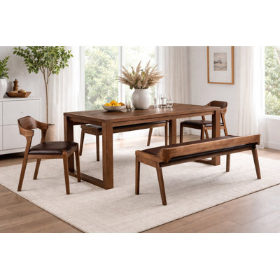 Jennylynn 6 - Person Solid Wood Top Four Leg Dining Set