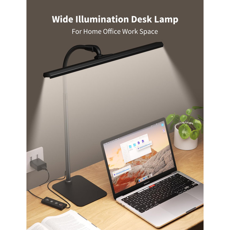 LED Desk Lamps For Home Office, Tall Desk Light With Base, Flexible Gosseneck Adjustable Height 5-Level Dimmable Brightness & Color, Architect Lamp For Working,Reading,Crafting,Study